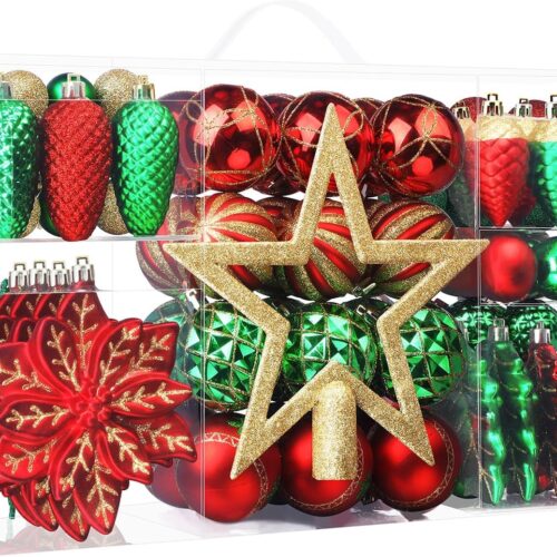 SHareconn 106 PCS Christmas Ball Ornaments for Christmas Tree Decorations