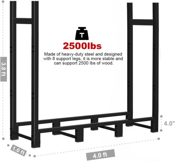 4ft Firewood Rack Outdoor Adjustable Heavy Duty Wood Rack Storage 4