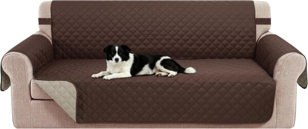 Reversible Sofa Cover for 3 Cushion, Chocolate/Beige 1