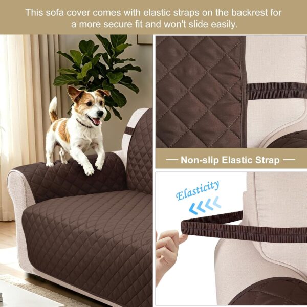 Reversible Sofa Cover for 3 Cushion, Chocolate/Beige 3