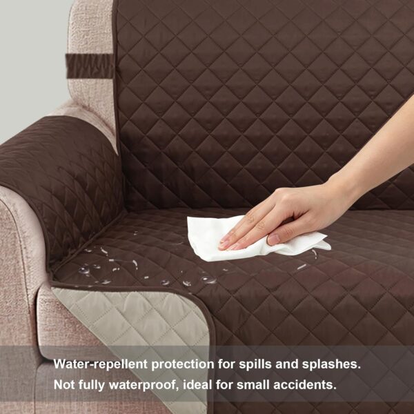 Reversible Sofa Cover for 3 Cushion, Chocolate/Beige 4