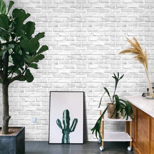 WF9980MAX_1 Cohoo Home White Brick Wallpaper Peel and Stick Contact Paper Faux 393”×18”