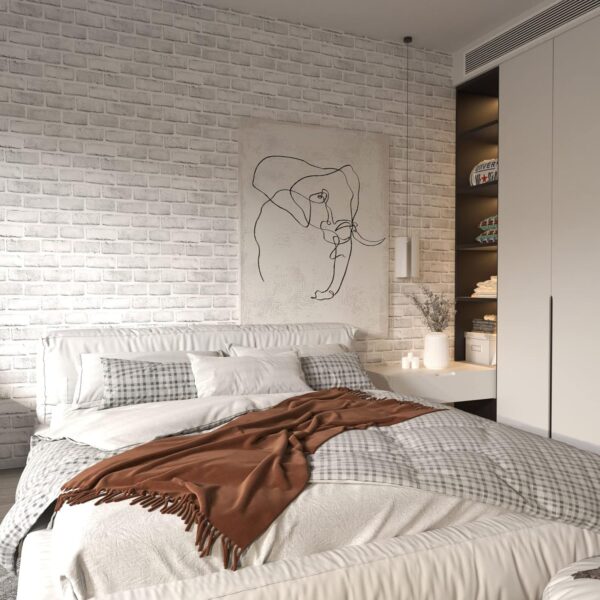 Cohoo Home White Brick Wallpaper Peel and Stick Contact Paper Faux 393”×18” 2