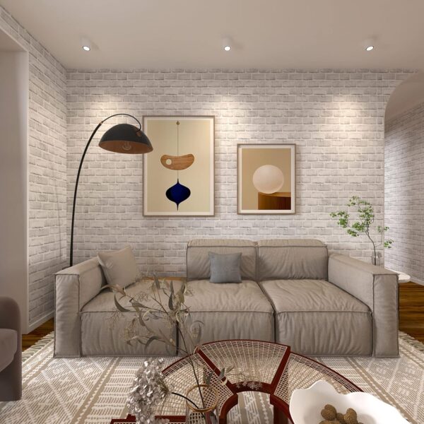 Cohoo Home White Brick Wallpaper Peel and Stick Contact Paper Faux 393”×18” 3