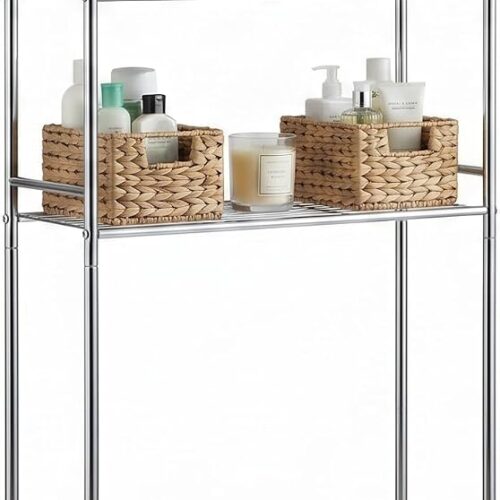 Honey-Can-Do Over-the-Toilet Bathroom Storage Shelf, Steel, Chrome, 3-Tier