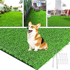 1 Artificial Grass, Realistic Fake Grass with Drainage Holes, 4x6ft