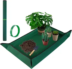 1 Extra Large Repotting Mat for Indoor Plant Transplanting and Mess Control, 43" X 29" Thickened Waterproof, Foldable and Easy to Clean, Suitable for Succulent Plants, Green