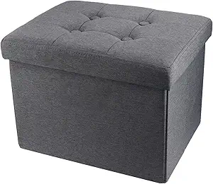 1 Storage Ottoman Footrest Stool Small Ottoman with Storage Foldable Ottomans Foot Rest Footstool Bench for Living Room 17x13x13inches Grey