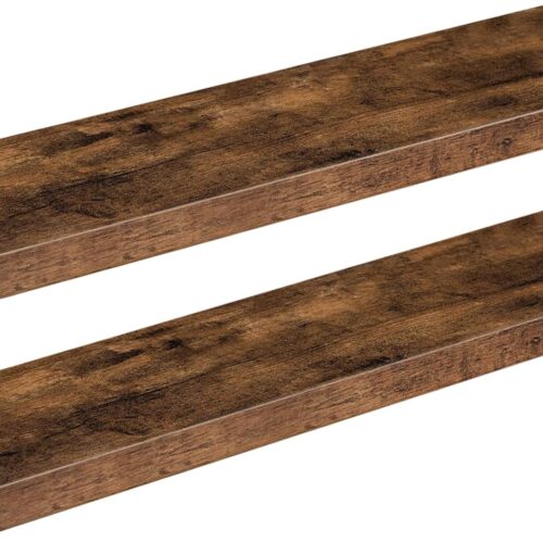 HOOBRO Floating Shelves for Wall, Wall Mounted Shelf Set of 2, 31.5" Hanging Shelf with Invisible Brackets, for Wall Storage in Bathroom Bedroom Kitchen Living Room Office, Rustic Brown BF80BJP201
