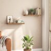 HOOBRO Floating Shelves for Wall, Wall Mounted Shelf Set of 2, 31.5" Hanging Shelf with Invisible Brackets, for Wall Storage in Bathroom Bedroom Kitchen Living Room Office, Rustic Brown BF80BJP201