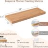 WF1001MAX_3 Floating Shelves for Wall, 24in Reclaimed Elm Wood Shelves, Natural, 2PCs