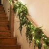 MISSPIN 6ft Christmas Garland with Lights, Real Touch Cedar Pine Garland, Green Artificial Greenery Garland for Table, Mantle, Wall, Indoor, Outdoor Christmas Decorations