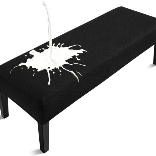 Fuloon Waterproof Dining Bench Cover, Removable Bench Slipcover Washable Bench Seat Protector Cover for Living Room, Bedroom, Kitchen (Black)