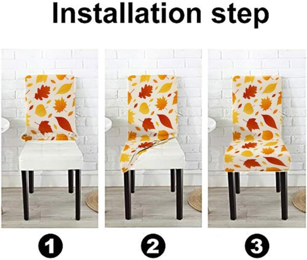 Mrcrypos Autumn Leaf Wooden Stretch Chair Covers for Dining Room Set of 4 Fall Leaves Party Outdoor Washable Cover Chair Dining Chair Slipcover 4