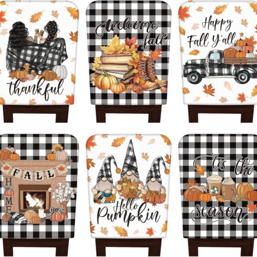 WF10630MAX_1 6 Pcs Fall Chair Covers, Classic Pumpkin Dining Chair Slipcovers