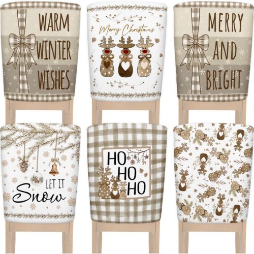 Christmas Chair Covers, 6 Pack, for Xmas Party Christmas Farmhouse