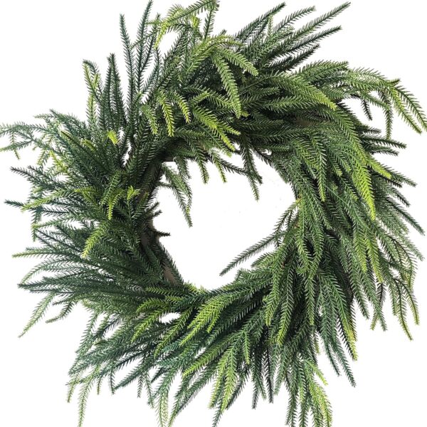 WF10953MAX_1 24 Inch Real Touch Norfolk Pine Christmas Wreath for Front Door Outside