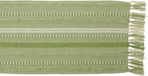 DII Braided Stripe Table Runner, 15x108 with 2.5" Fringe, Antique Green 3