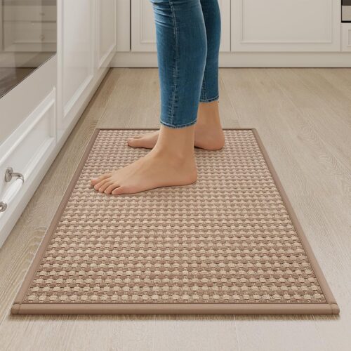 WF11519MAX_1 Kitchen Rugs Kitchen Mats for Floor Non Slip Washable Brown 17"x30"
