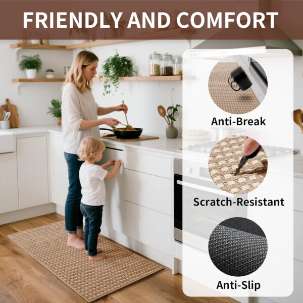 Kitchen Rugs Kitchen Mats for Floor Non Slip Washable Brown 17"x30" 3