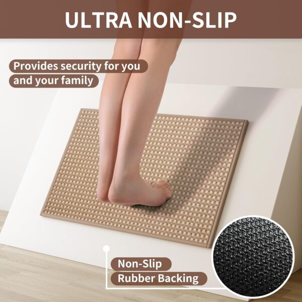 Kitchen Rugs Kitchen Mats for Floor Non Slip Washable Brown 17"x30" 2