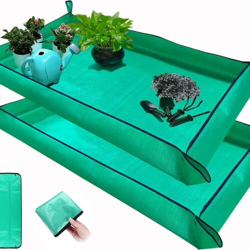 2 PCS Plant Repotting Mat for Indoor Plants, 43" X 29" Thickened Foldable Waterproof Plant Potting Tray and Mess Control, Portable Potting Mat Gardening Tray for House Plants Succulents, Extra Large