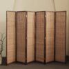 6 Panel Bamboo Room Divider - 5.6 ft Tall Folding Privacy Screen for Room Separation, Natural Brown Freestanding Partition Wall for Home Office (67" H x 92.1" W)