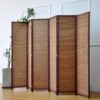 6 Panel Bamboo Room Divider - 5.6 ft Tall Folding Privacy Screen for Room Separation, Natural Brown Freestanding Partition Wall for Home Office (67" H x 92.1" W)