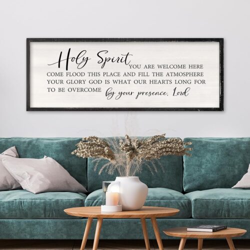 RLWangChao Holy Spirit You are Welcome Here Wall Decor Art 40"×15" Black