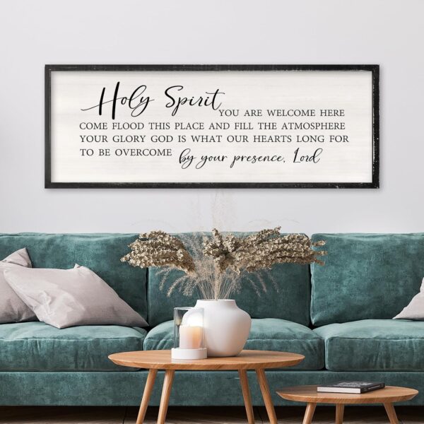 RLWangChao Holy Spirit You are Welcome Here Wall Decor Art 40"×15" Black