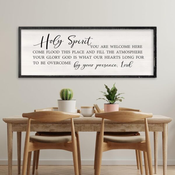 RLWangChao Holy Spirit You are Welcome Here Wall Decor Art 40"×15" Black