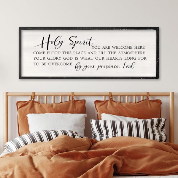 RLWangChao Holy Spirit You are Welcome Here Wall Decor Art 40"×15" Black