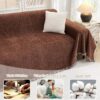 WF3604MAX_4 MYSKY HOME Sofa Covers for 2 Cushion Dogs - Boho Textured Soft Washable Decorative Couch Covers with Tassels, 71"x118", Chocolate