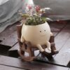 WF3707MAX_1 Smily Face Planter Pot Cute Resin Flower Head Planters for Indoor Outdoor Unique Sit Rocking Chair Succulent Pots Gift IdeaI for Mother and Appreciation Christmas with Drainage Hole