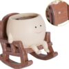 WF3707MAX_3 Smily Face Planter Pot Cute Resin Flower Head Planters for Indoor Outdoor Unique Sit Rocking Chair Succulent Pots Gift IdeaI for Mother and Appreciation Christmas with Drainage Hole