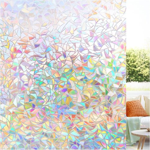 WF4757MAX_1 LUTE Rainbow Window Privacy Film, 3D Decorative Stained Glass Cling