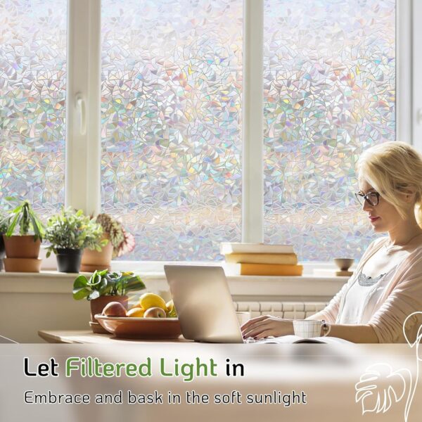 LUTE Rainbow Window Privacy Film, 3D Decorative Stained Glass Cling 2