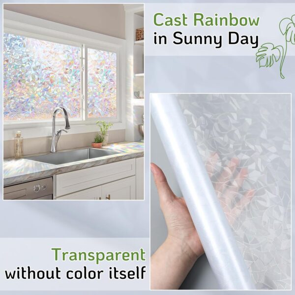 LUTE Rainbow Window Privacy Film, 3D Decorative Stained Glass Cling 3