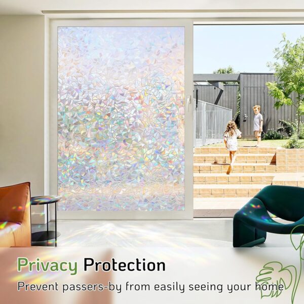 LUTE Rainbow Window Privacy Film, 3D Decorative Stained Glass Cling 4