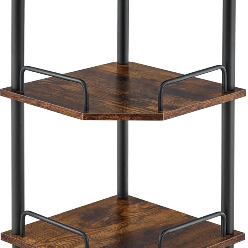 WF5093MAX_1 Tajsoon 3 Tier Corner Shelf Stand, Small Corner Table, Rustic Brown