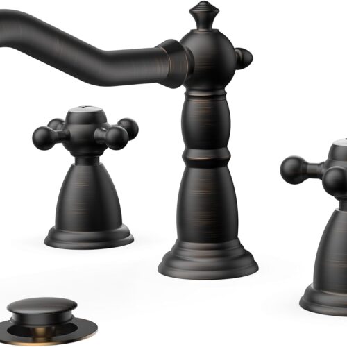 FORIOUS Bathroom Faucet 3 Hole Vintage 8" Widespread Sink Oil Rubbed Bronze