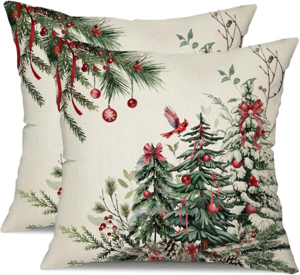 DFXSZ Christmas Pillow Covers 18x18 Inch Set of 2 Christmas Tree Decorations Throw Pillows Winter Xmas Decor for Home Couch TH-35B18 1