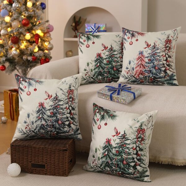 DFXSZ Christmas Pillow Covers 18x18 Inch Set of 2 Christmas Tree Decorations Throw Pillows Winter Xmas Decor for Home Couch TH-35B18 4