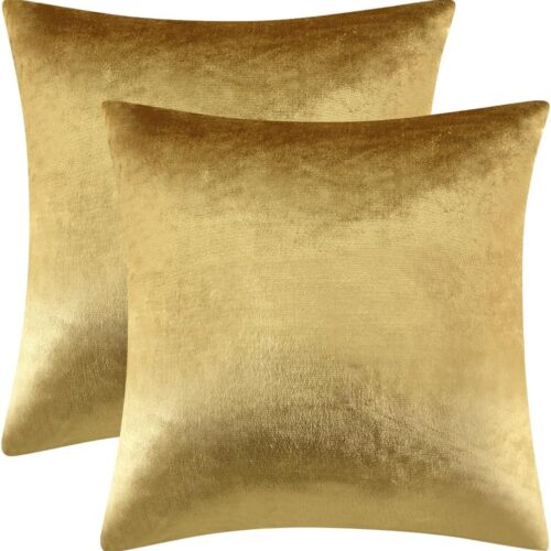 GIGIZAZA Gold Velvet Pillow Covers 18x18 Decorative Pillows Pack of 2