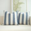 JOJUSIS Stripe Throw Pillow Covers Farmhouse Pillowcases Pack of 2 18 x 18 Inch Blue