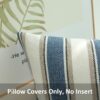 JOJUSIS Stripe Throw Pillow Covers Farmhouse Pillowcases Pack of 2 18 x 18 Inch Blue