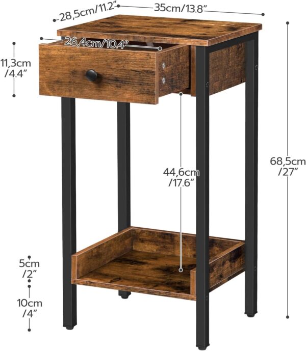 WF7051MAX_3 HOOBRO Tall End Table, Industrial Side Table with Drawer and Storage Shelf