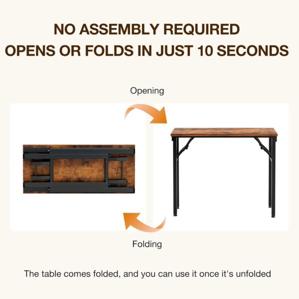 TEMI Small Computer Desk Folding Table - 35.8" Foldable Office Desk, No Assembly, Perfect for Small Spaces in Bedroom, Dorm, or Apartment, Study Table with Compact Design, Brown