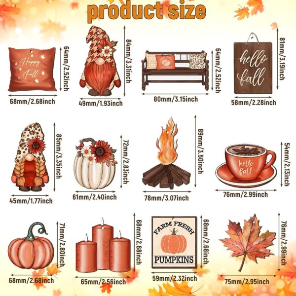 WF7841MAX_3 Maitys 36 Pcs Fall Tree Ornaments Thanksgiving Gnome Wooden Hanging Decor