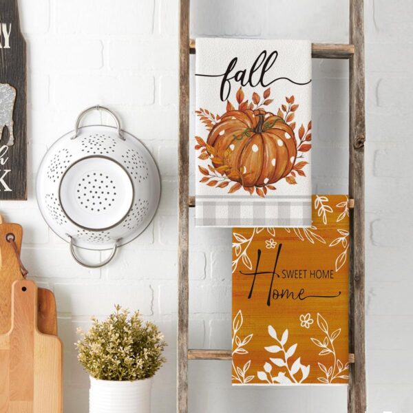 Artoid Mode Orange Pumpkin Fall Kitchen Towels Set of 4 18x26 Inch 3